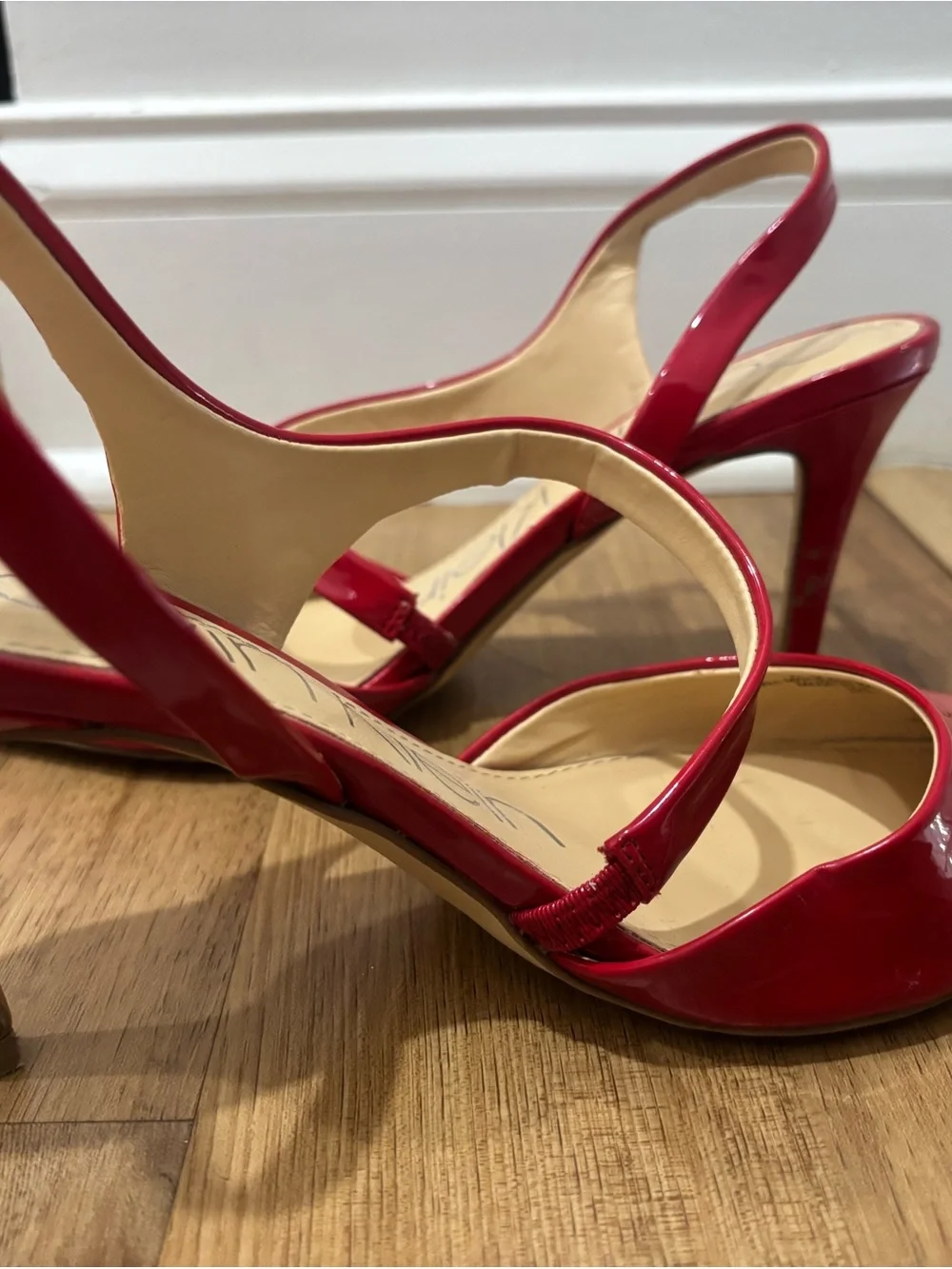 Calvin Klein Red Patent Pointed Slingback Heels